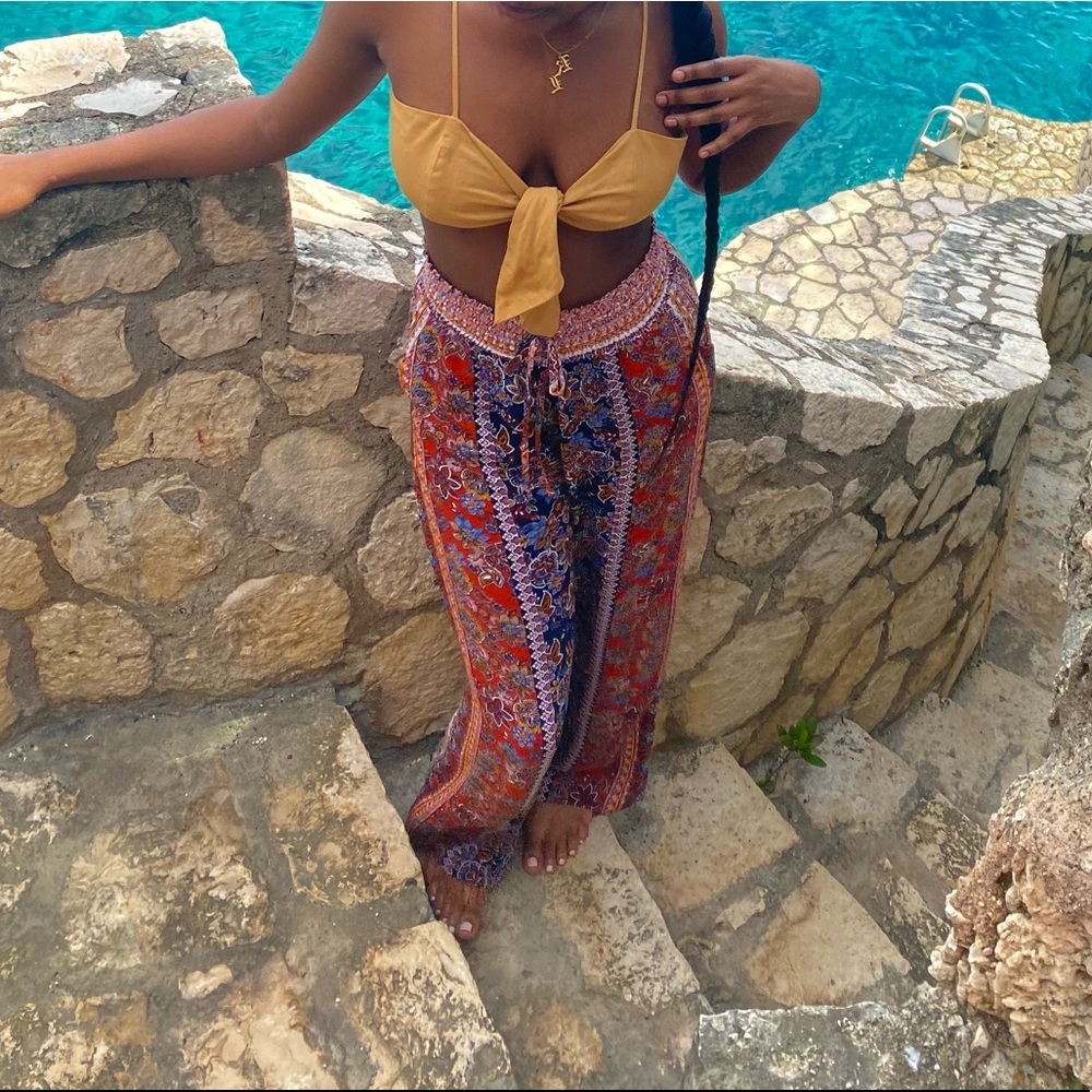 Patterned Boho Flowy Wide Leg Pants
